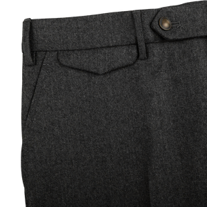 Berwich Grey Wool Flannel Flat Front Trousers Edge
