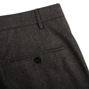 Berwich Grey Wool Flannel Flat Front Trousers Pocket