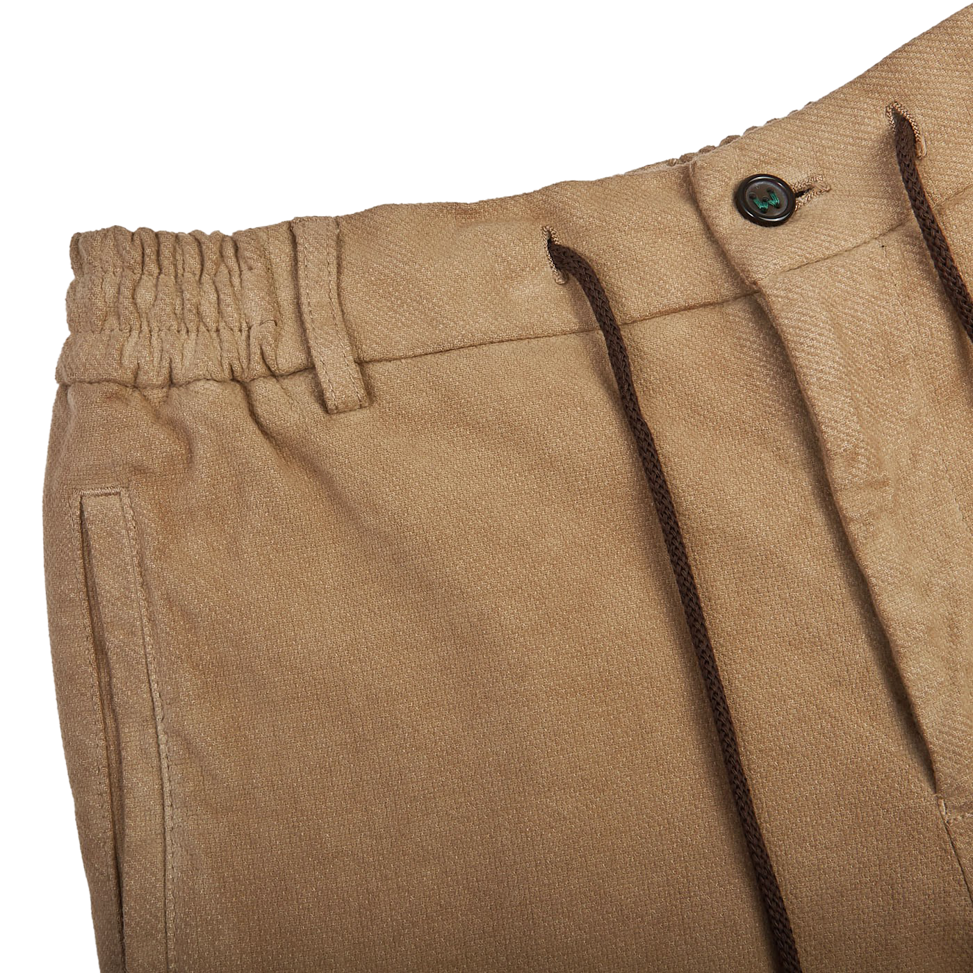 Berwich Washed Beige Cotton Stretch Cargo Trousers Edge