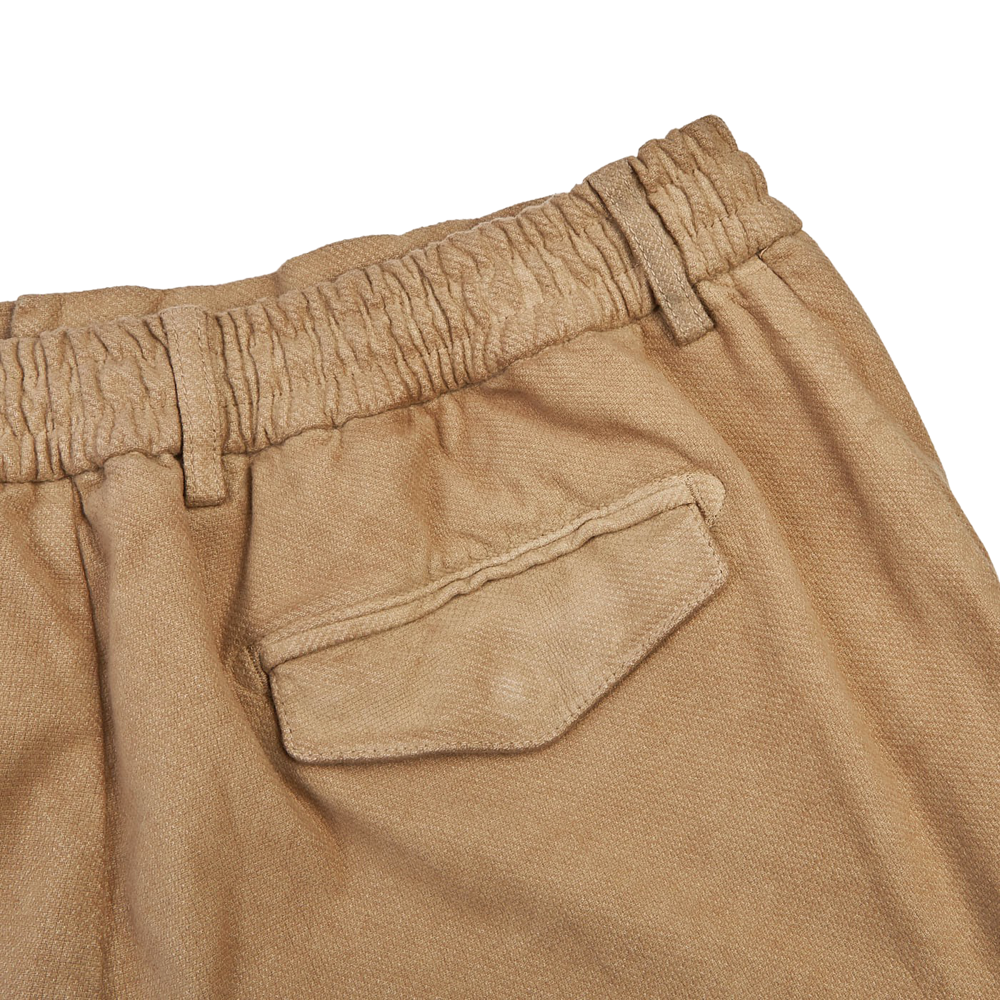 Berwich Washed Beige Cotton Stretch Cargo Trousers Pocket