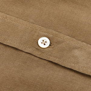Boglioli Beige Micro Cotton Corduroy Cut Away Shirt Button