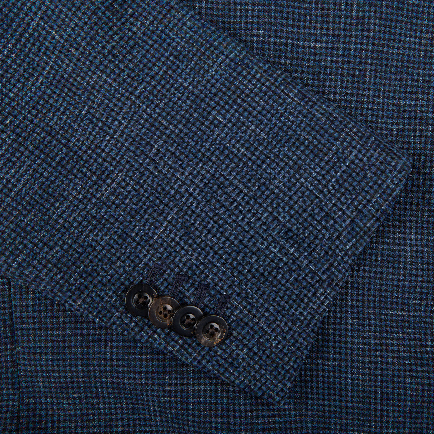 Boglioli Blue Wool Linen Puppytooth K Jacket Cuff