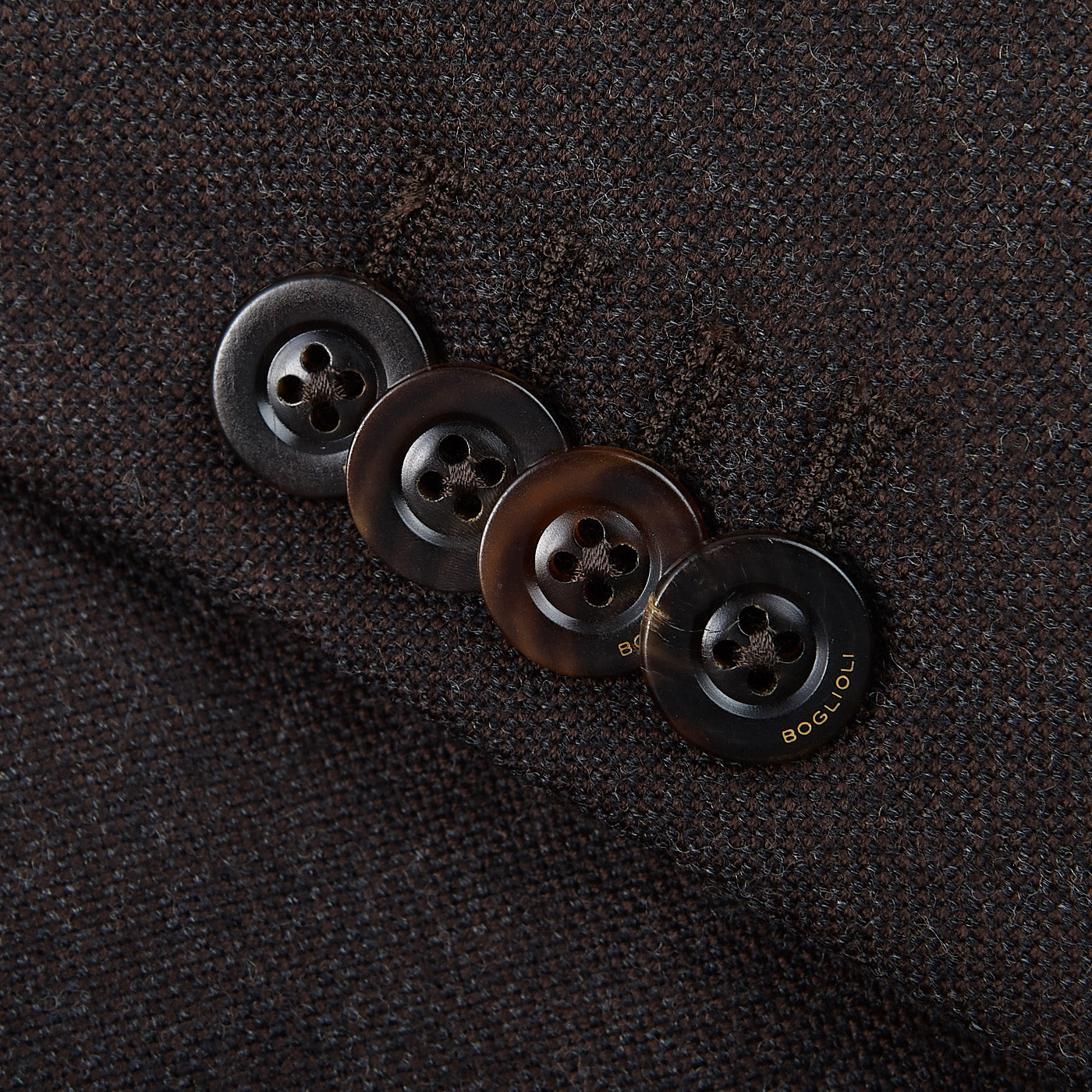 Boglioli Brown Grey Virgin Wool Hopsack K Jacket Button