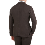 Boglioli Dark Brown Washed Linen Suit Back