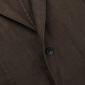 Boglioli Dark Brown Washed Linen Suit Closed