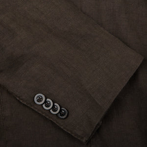 Boglioli Dark Brown Washed Linen Suit Cuff