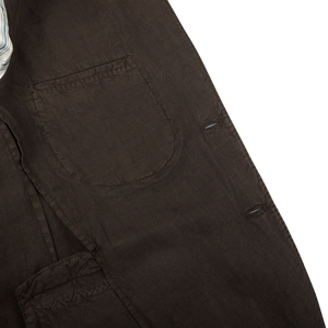 Boglioli Dark Brown Washed Linen Suit Inside