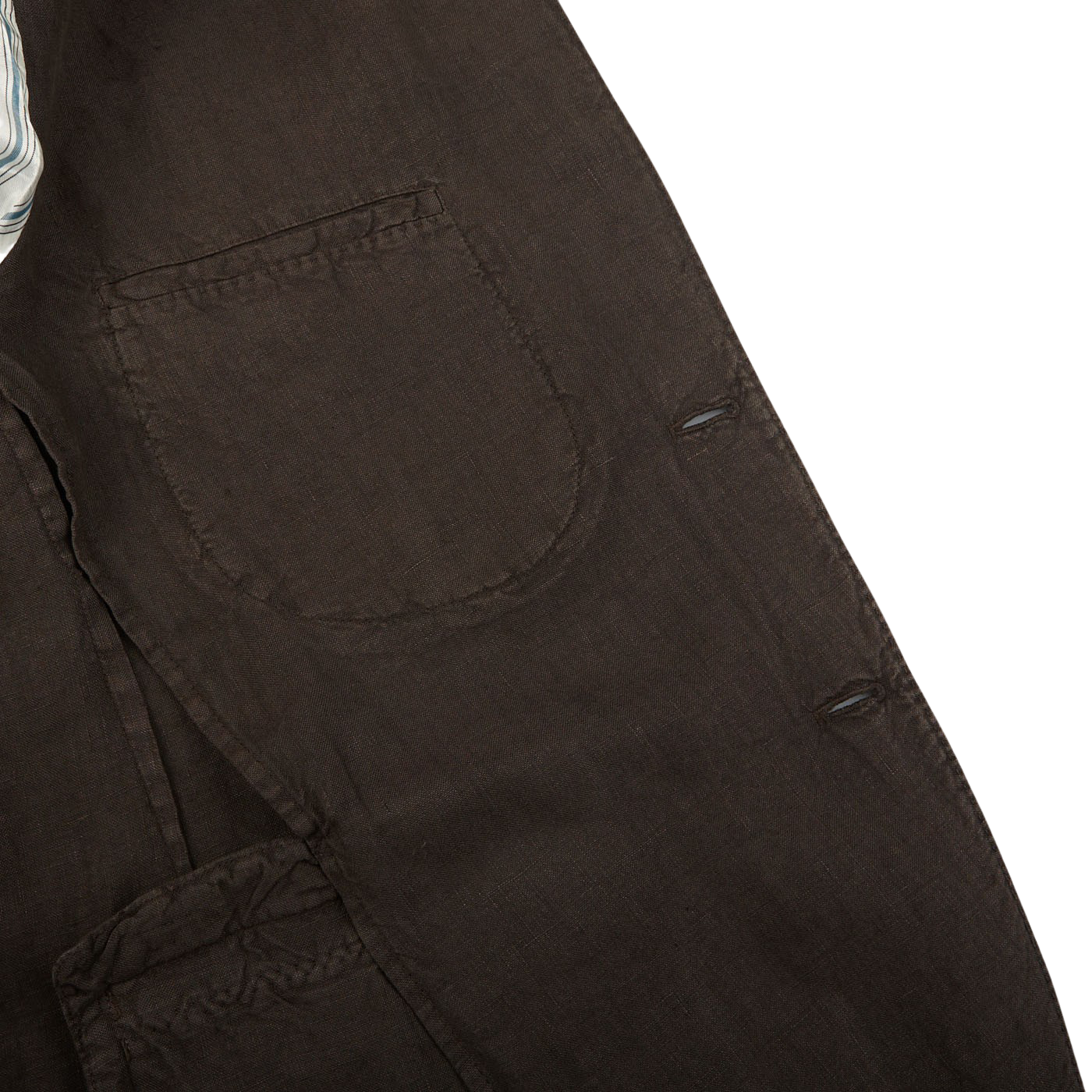 Boglioli Dark Brown Washed Linen Suit Inside
