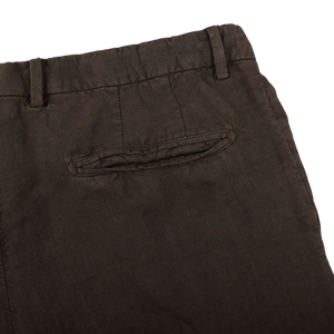 Boglioli Dark Brown Washed Linen Suit Pocket