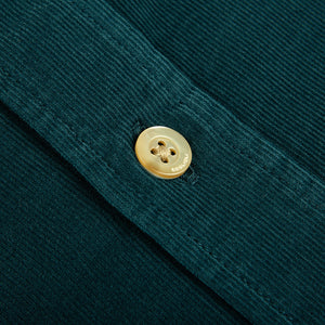 Boglioli Teal Blue Micro Cotton Corduroy Cut Away Shirt Button