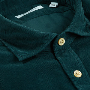 Boglioli Teal Blue Micro Cotton Corduroy Cut Away Shirt Collar