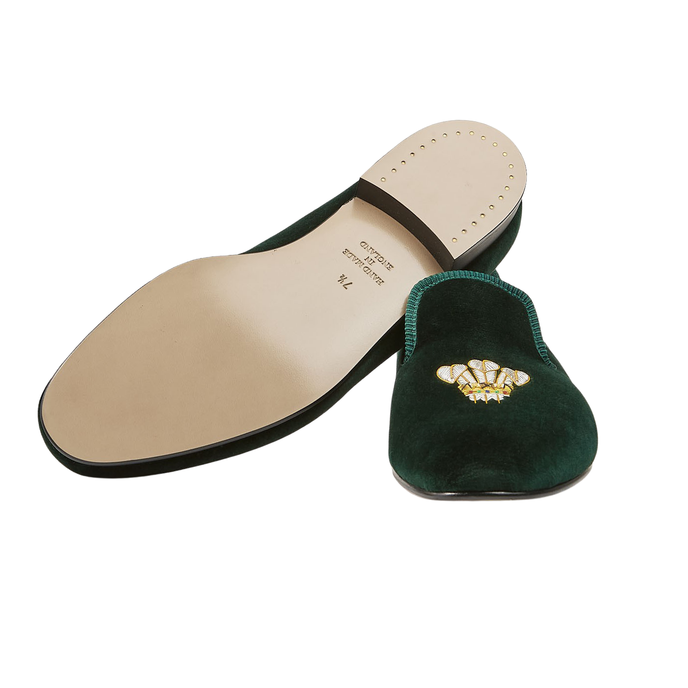 Green Velvet Feathers Albert Slippers – Baltzar