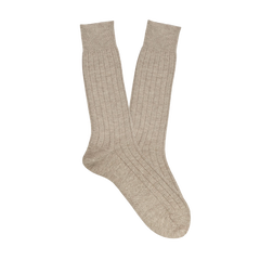 Bresciani Beige Ribbed Wool Cashmere Socks Feature