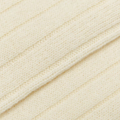 Bresciani Cream White Ribbed Wool Cashmere Socks Fabric