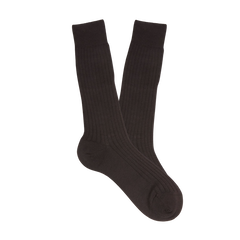 Bresciani Dark Brown Ribbed Wool Nylon Socks Feature