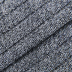 Bresciani Grey Melange Ribbed Wool Cashmere Socks Fabric