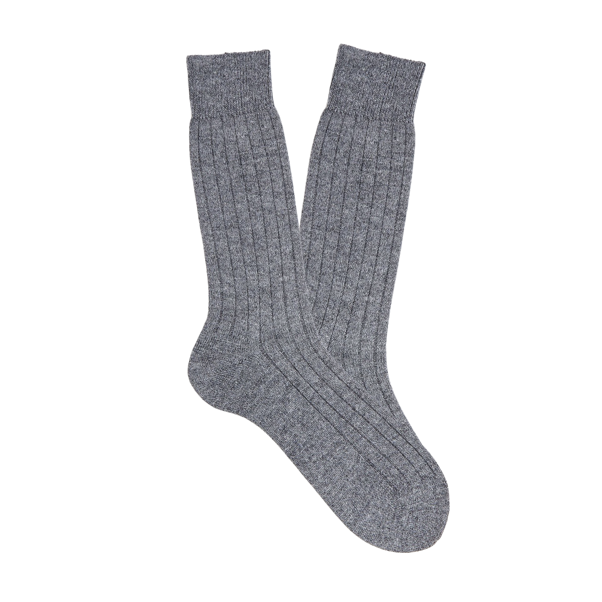 Bresciani Grey Melange Ribbed Wool Cashmere Socks Feature
