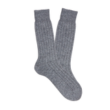 Bresciani Grey Melange Ribbed Wool Cashmere Socks Feature