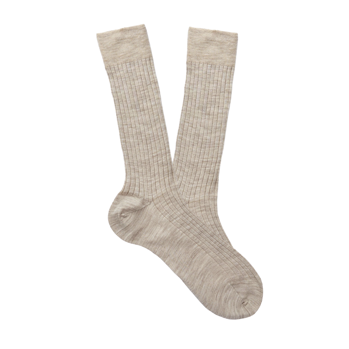 Bresciani Light Beige Ribbed Wool Nylon Socks Feature