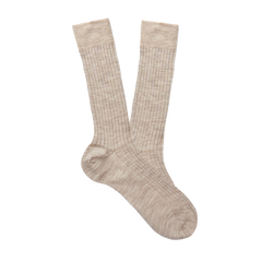 Bresciani Light Beige Ribbed Wool Nylon Socks Feature