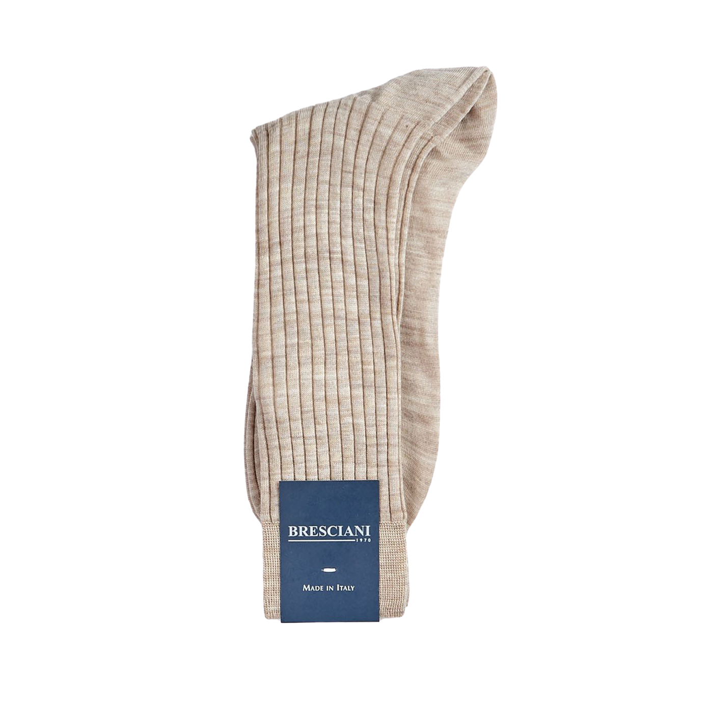 Bresciani Light Beige Ribbed Wool Nylon Socks Fold