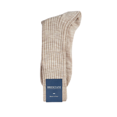 Bresciani Light Beige Ribbed Wool Nylon Socks Fold