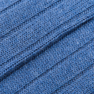 Bresciani Light Blue Ribbed Wool Cashmere Socks Fabric