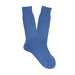 Bresciani Light Blue Ribbed Wool Cashmere Socks Feature