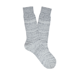 Bresciani Light Grey Melange Ribbed Linen Socks Feature