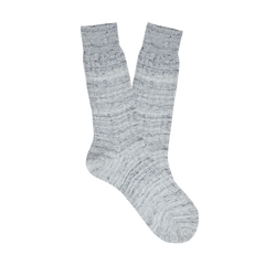 Bresciani Light Grey Melange Ribbed Linen Socks Feature