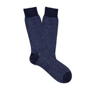 A pair of Navy Blue Structured Cashmere Socks by Bresciani on a white background.