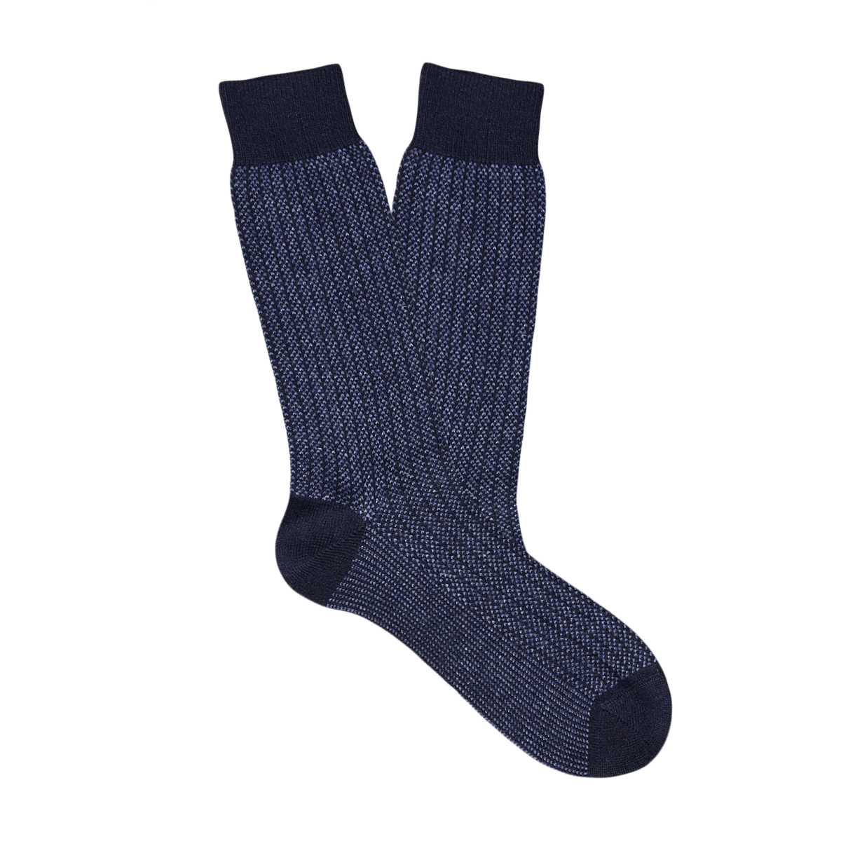 A pair of Navy Blue Structured Cashmere Socks by Bresciani on a white background.