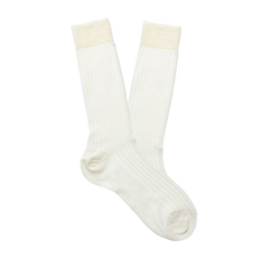 Bresciani Off White Ribbed Wool Nylon Socks Feature