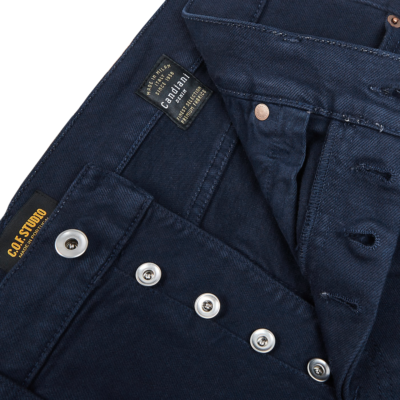 C.O.F Studio Navy Blue Candiani Cotton M7 Jeans Zipper