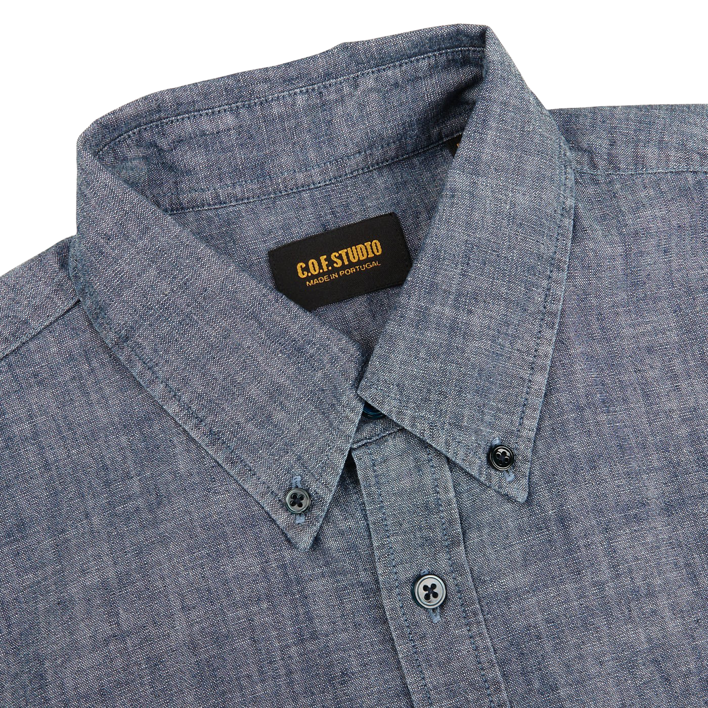 C.O.F Studio Washed Blue Cotton Chambray BD Shirt Collar