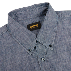 C.O.F Studio Washed Blue Cotton Chambray BD Shirt Collar