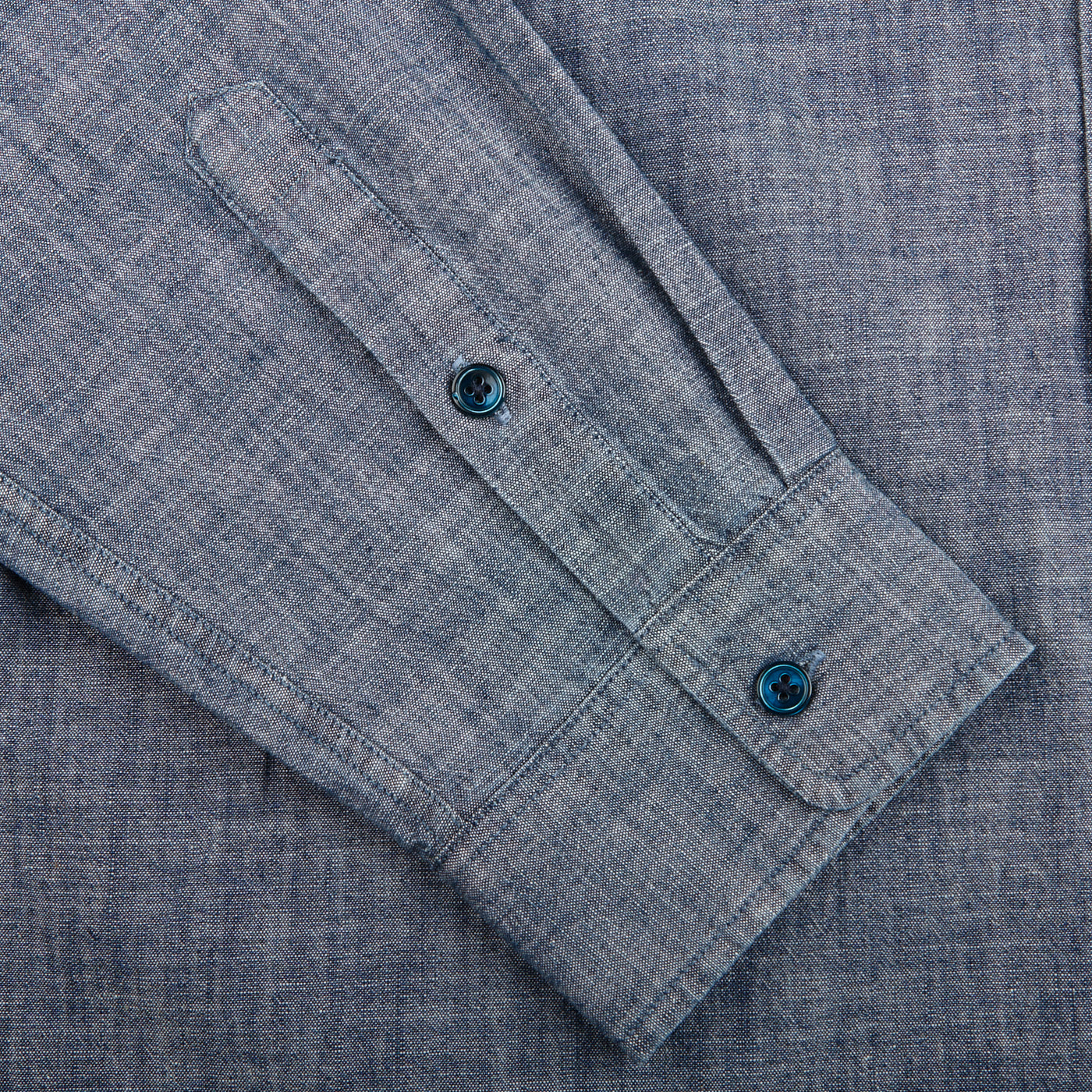 C.O.F Studio Washed Blue Cotton Chambray BD Shirt Cuff