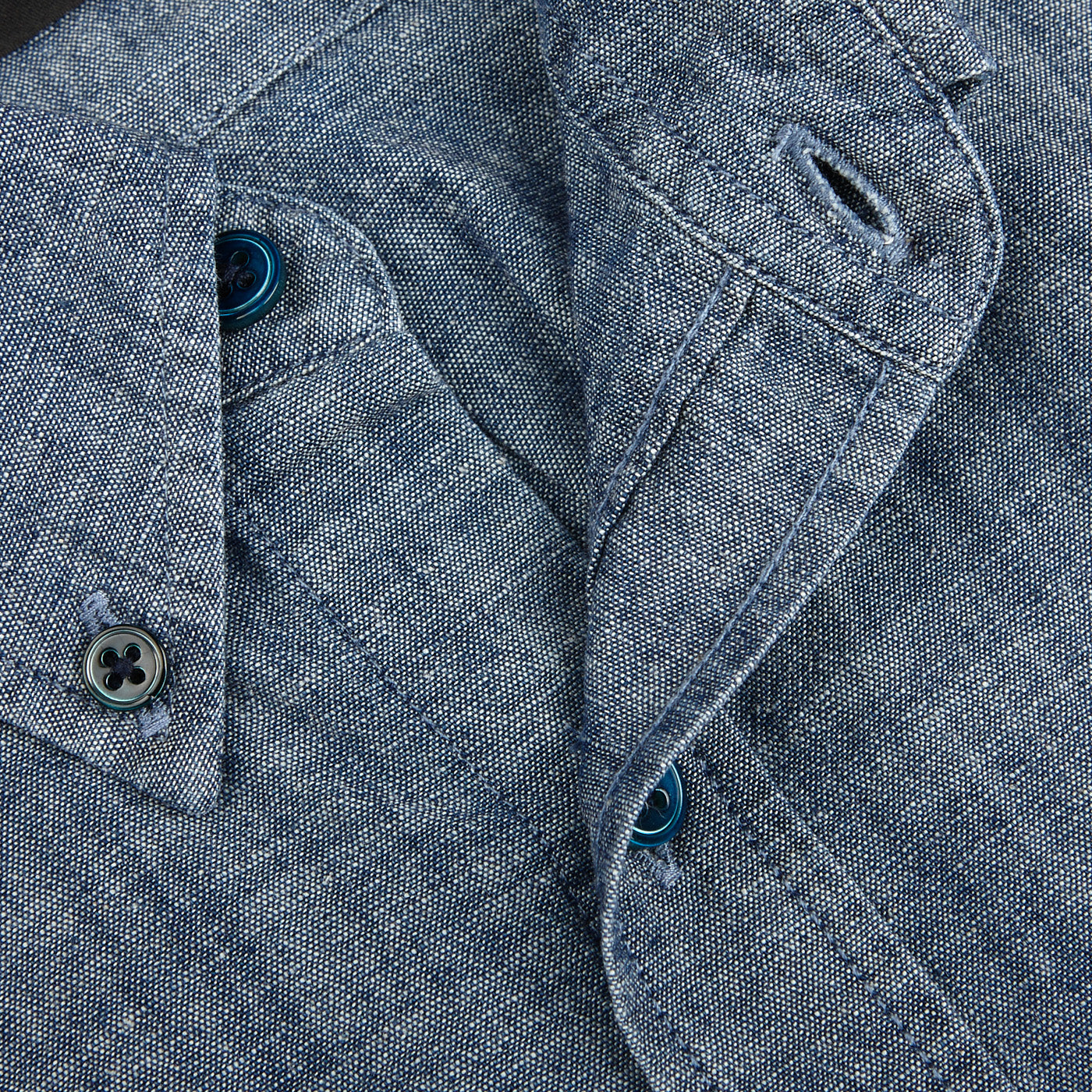 C.O.F Studio Washed Blue Cotton Chambray BD Shirt Open