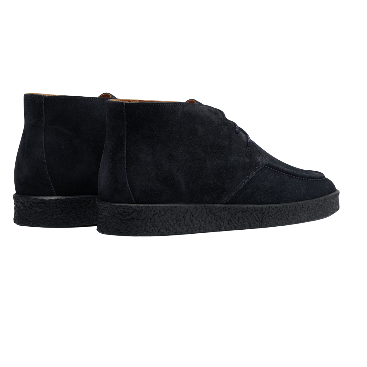 C.QP Navy Blue Suede Leather Plana Boots Back