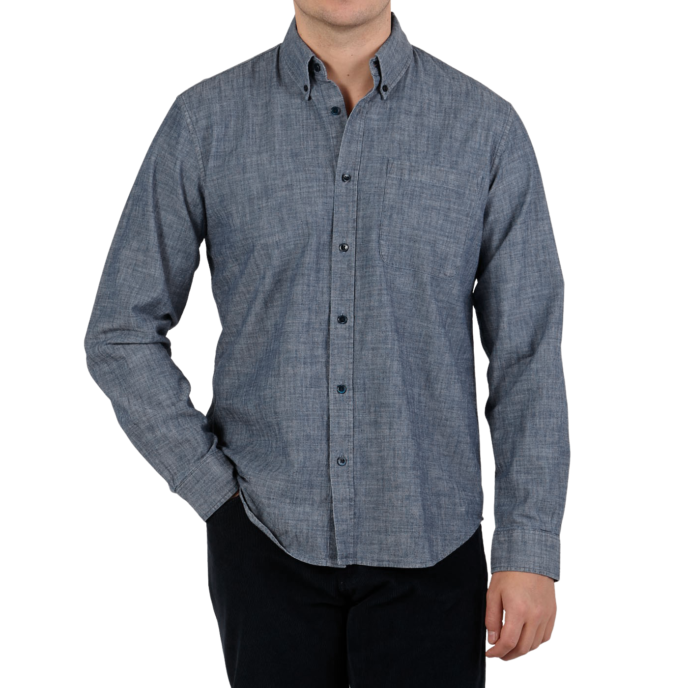 COF Washed Blue Cotton Chambray BD Shirt Front