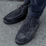 CQP Navy Blue Suede Leather Plana Boots Model