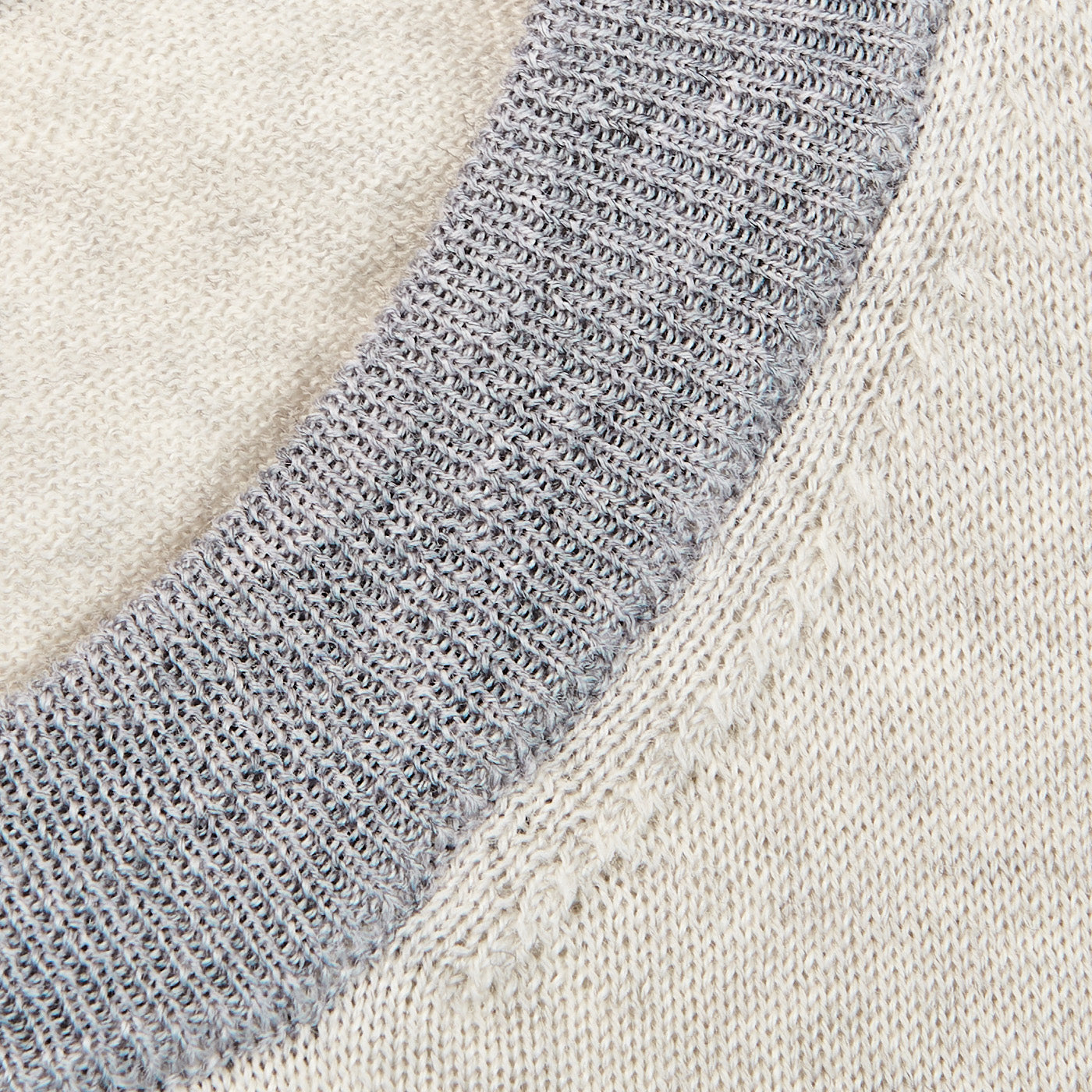 Canali Beige Grey Merino Wool College Sweater Brim