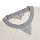 Canali Beige Grey Merino Wool College Sweater Collar