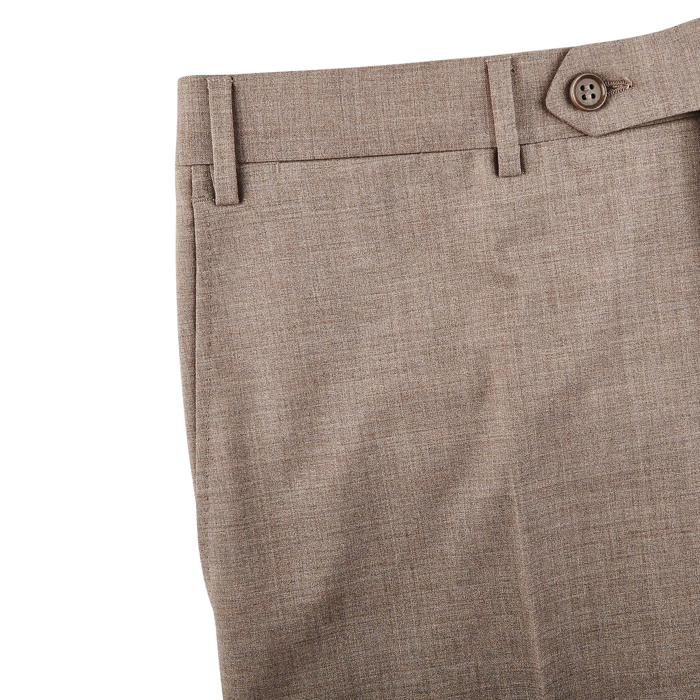 Canali Beige Grey Wool Stretch Flat Front Trousers Edge