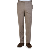A pair of beige Canali dress trousers displayed without the upper part of the body visible.