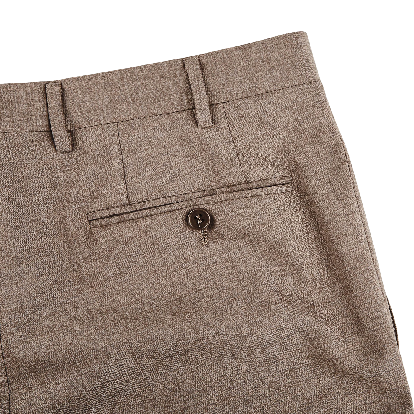 Canali Beige Grey Wool Stretch Flat Front Trousers Pocket