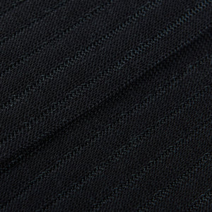 Canali Black Grey Ribbed Cotton Vanisee Socks Fabric