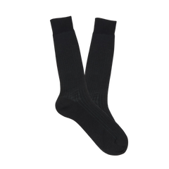 Canali Black Grey Ribbed Cotton Vanisee Socks Feature