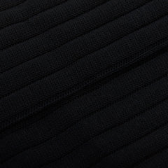 Canali Black Knee Long Ribbed Cotton Socks Fabric