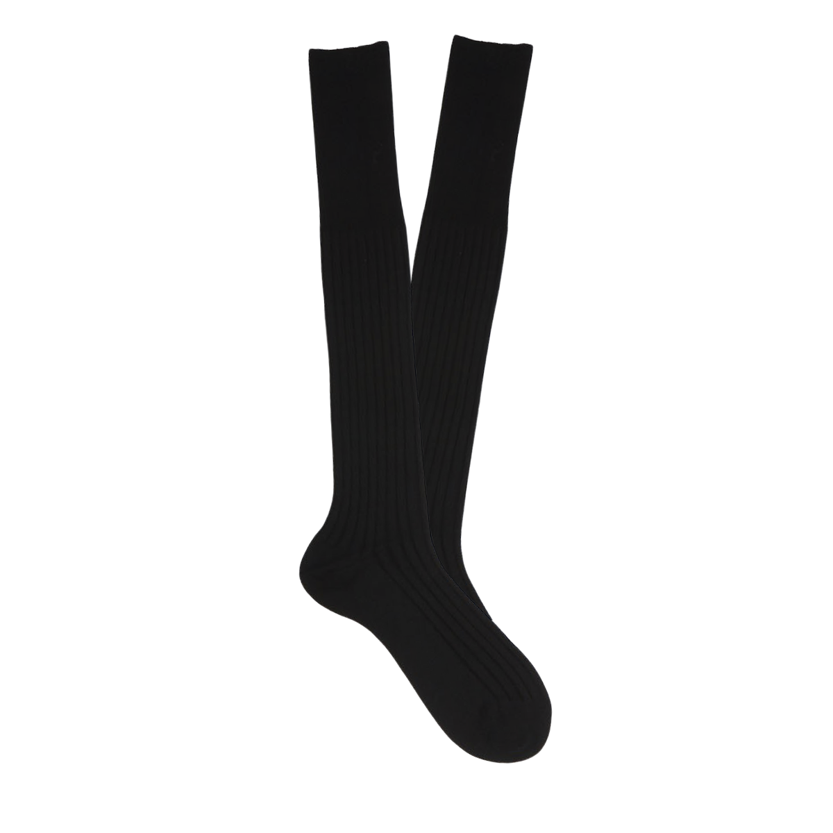 Canali Black Knee Long Ribbed Cotton Socks Feature